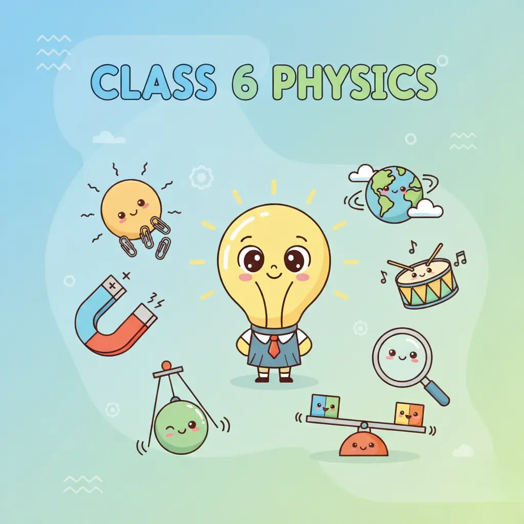 Cartoon infographic for Class 6 Chemistry showing filtration, evaporation, states of matter (solid/liquid/gas), and the difference between reversible and irreversible changes.